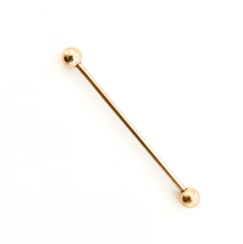 Classic Industrial Barbell Goldgold Industrial Piercinggold Etsy