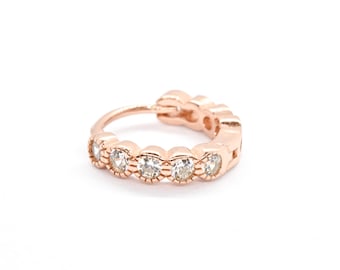 Helix Earring-Rose Gold Helix-Rose Gold CZ Helix Hoop Earring-Rose Gold Cartilage Piercing-Cartilage Jewelry-Diamonds Hex Earring