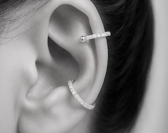Orecchino a polsino con elica Boho senza piercing in argento 925, orecchino a conchiglia, finto piercing all'elica, orecchino a doppia spirale in stile tribale, orecchino a clip - Italia