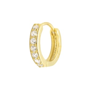 Gold Cartilage Earring-Gold Helix Earring-Gold Helix Hoop-Diamond Gold Helix-CZ piercing Helix-Gold Hex
