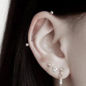 16g Industrial Barbell-Silver Industrial Piercing-Silver 16g Industrial Barbell 16 gauge 38mm 316L Surgical Steel Scaffold Earring