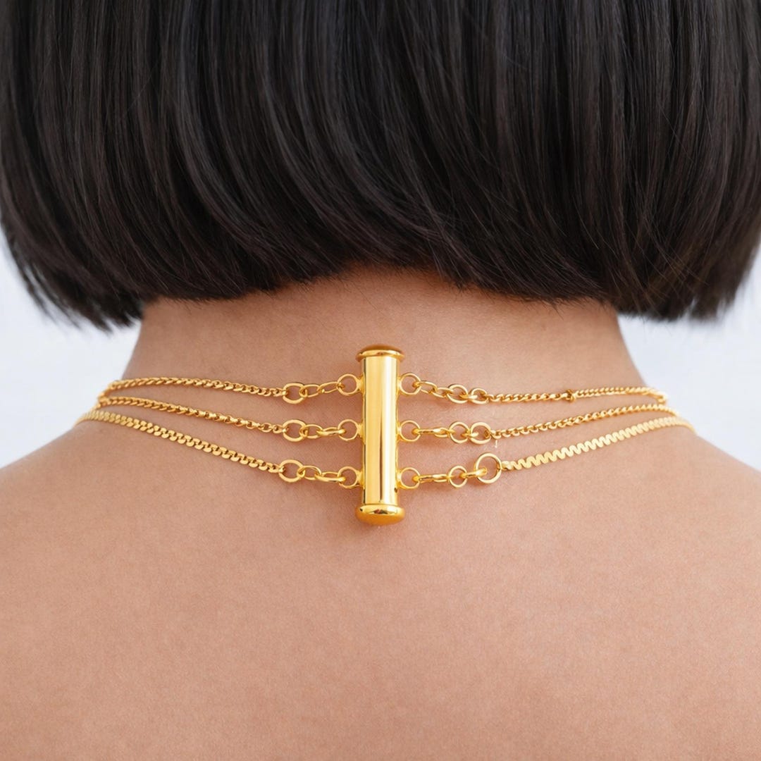HOBBIESAY 40 Fermoirs Superposition Collier 2 Couleurs Or Argent - Connecteurs Multi Brins 92mm