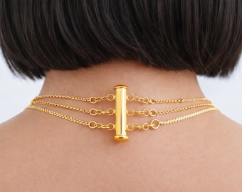 Multi Strand Necklace Detangler Clasp 3 or 4 Layer Separator in Gold or Silver