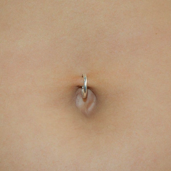 Silver Belly Ring-Fake Belly Ring-Fake Belly Button Piercing-Fake Belly Piercing-Fake Belly Button-Clip On Belly Button