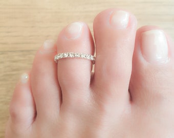 Stretch Toe Ring - Crystal Toe Ring - Stretchy Toe Rings - Elastic Toe Ring - Rhinestone Toe Ring Crystal Silver - One Size Petite Toe Ring