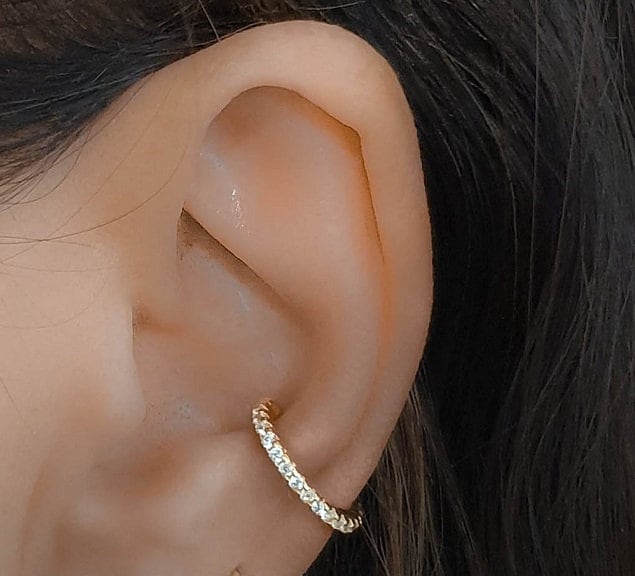 Rose Gold Ear Cuffcz Ear Cuffrose Gold Ear Cuff Earringrose Etsy