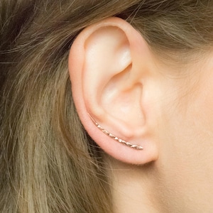 Rose Gold Ear Climber Earrings-Rose Gold Climber Earrings-Rose Gold Ear Climbers-Rose Gold Bar Earrings-Rose Gold Jewelry