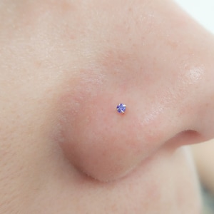 Purple CZ Nose Stud - Tiny Stone Nose Stud - Small Nose Stud - 22g Nose Stud - Thin Nose Stud - Dainty Nose Stud