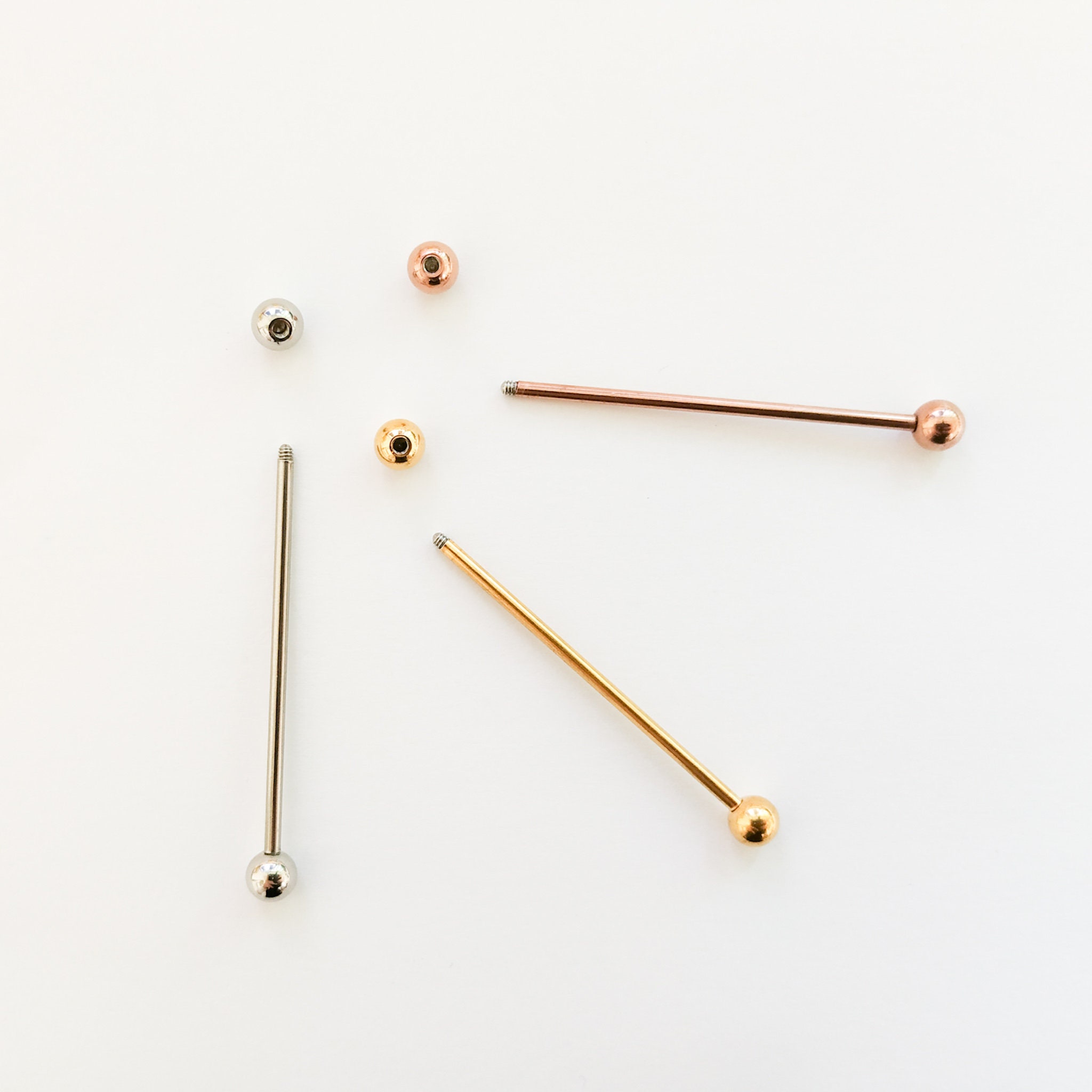 Industrial Barbell14g Industrial Barbellrose Gold Industrial Etsy