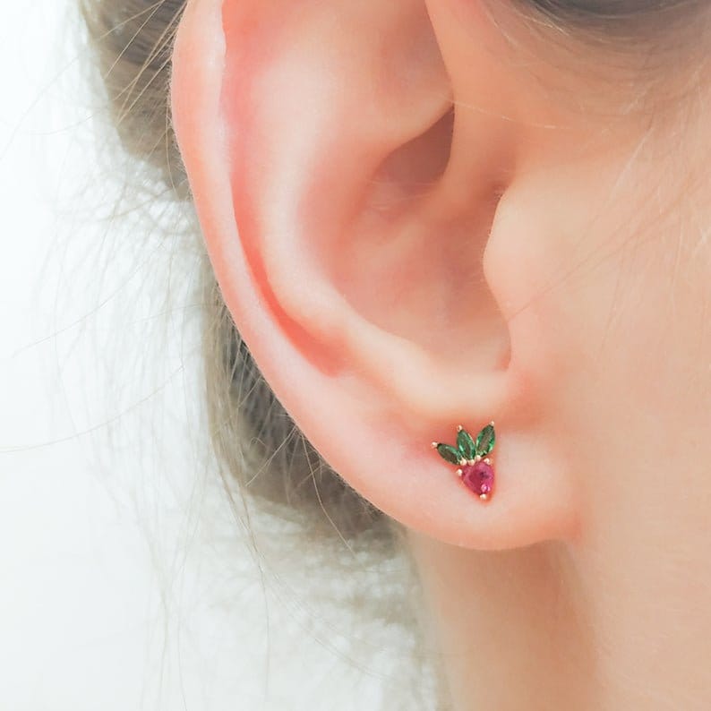 Stud Earrings - Strawberry Earrings - Strawberry Jewellery