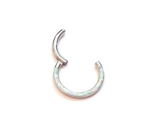 Septum Ring, Opal Septum Ring, White Opal Septum Ring Surgical Steel, Surgical Steel Septum Ring, Septum Ring Clicker, Septum Piercing
