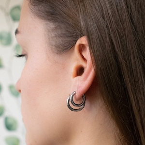 Small Thick Hoop Earrings - Silver Hoops Earrings - Silver Ear Hoops - Thick Hoops - Sleeper Silver Earrings - Simple Polished Huggie Hoops