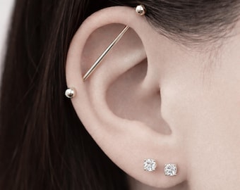Silver Surgical Steel Industrial Barbell Piercing – 14g 16g 35mm 38mm