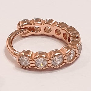 Orecchino Helix-Oro rosa Helix-Oro rosa CZ Helix Hoop Orecchino-Oro rosa Piercing alla cartilagine-Gioielli per cartilagine-Diamanti Orecchino esagonale