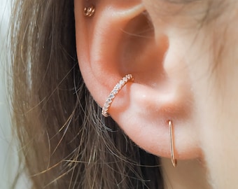 Valentines day - Rose Gold Ear Cuff-CZ Ear Cuff-Rose Gold Ear Cuff Earring-Rose Gold Clip on No Piercing Earring-Conch Earring-Faux Conch