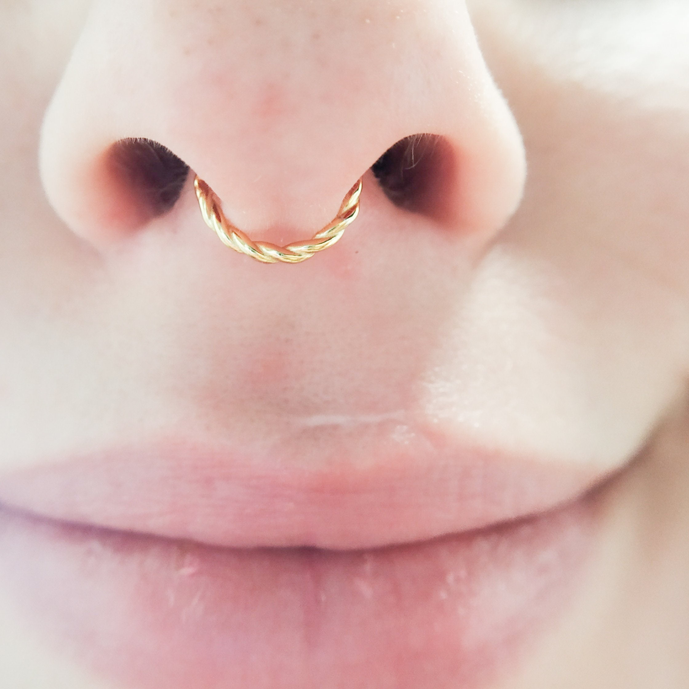 Hoop Piercing, Septum Ring, Septum Clicker Ring, Twisted Metal