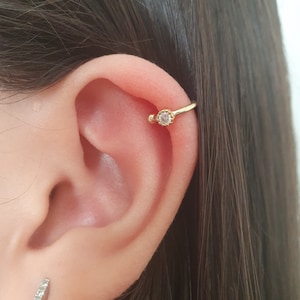 Delicato polsino Helix-Elica oro senza piercing-Piercing Helix finto-Polsini Helix-Polsini Helix con diamanti-Orecchino cartilagine non forato