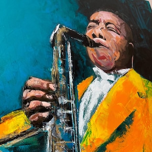 Figurative Art Print. Charlie Parker Jazz Saxophonist Art Print + Free personalised Gift Card