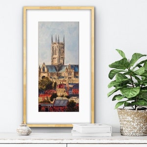 Lincoln Art Print. Lincoln, Anglia. Lincoln Cathedral Print + Darmowa spersonalizowana karta podarunkowa