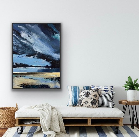 Seascape Art Print. The Fitties Beach, Lincolnshire a Giclee Print from an original Acrylic painting + Free personalised Gift Card