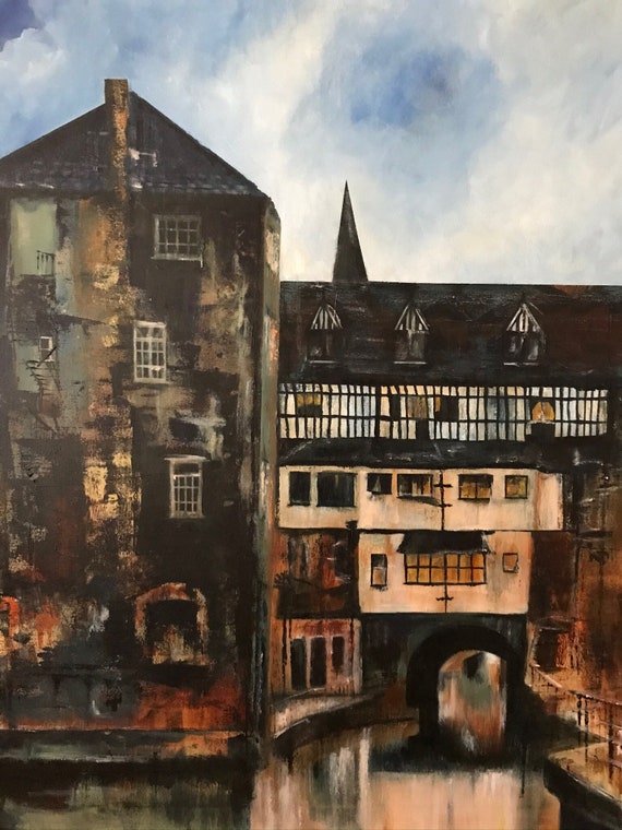 Lincoln, England. The Glory Hole, Lincoln, Lincolnshire UK a hand embellished Giclee Print from an original Acrylic painting
