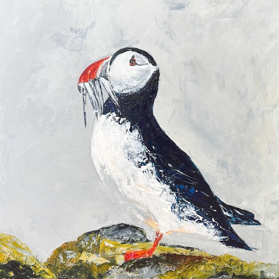 Puffin Fine Art Print | Puffin Wall Art | Coastal Bird Giclée Print | British Wildlife Artwork | YellowBelly Art