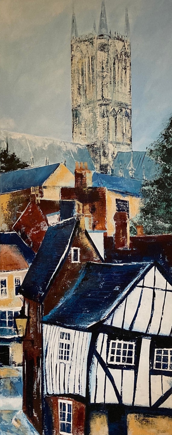 Lincoln Art Print UK, Lincoln Cathedral from Michaelgate Art Gift + Free personalised Gift Card