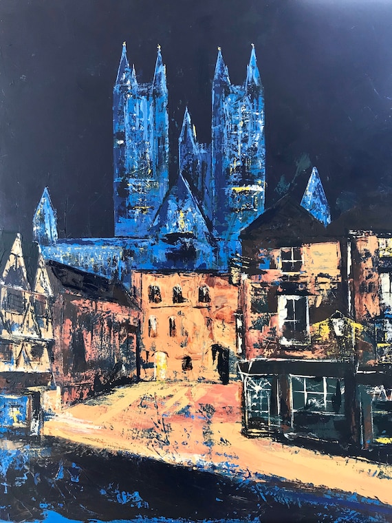 Lincoln Art Print, Lincoln, England. NHS Blue lit Lincoln Cathedral. + Free personalised Gift Card