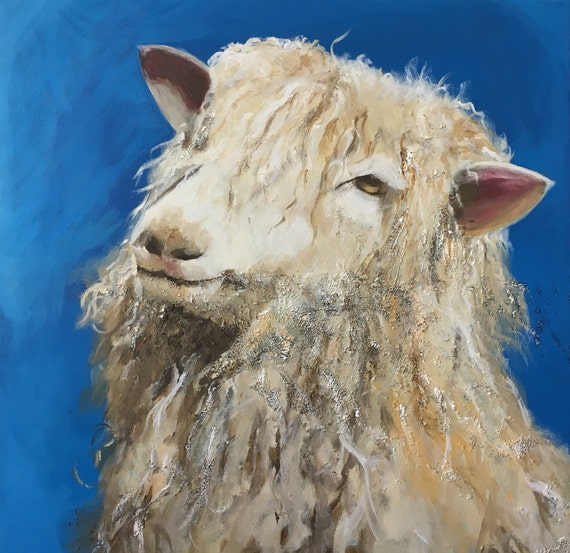 Lenny the Lincolnshire Longwool Sheep a Giclee Print from an original Acrylic painting