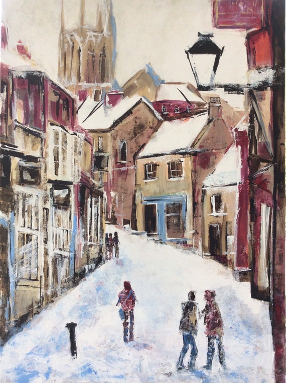 Lincoln Art Print. Lincoln, England. Steep Hill, Lincoln Print. Gift + Free personalised Gift Card