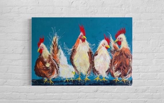 Animal Art Print. Hen Painting. Hen Party, Gift + Free personalised Gift Card