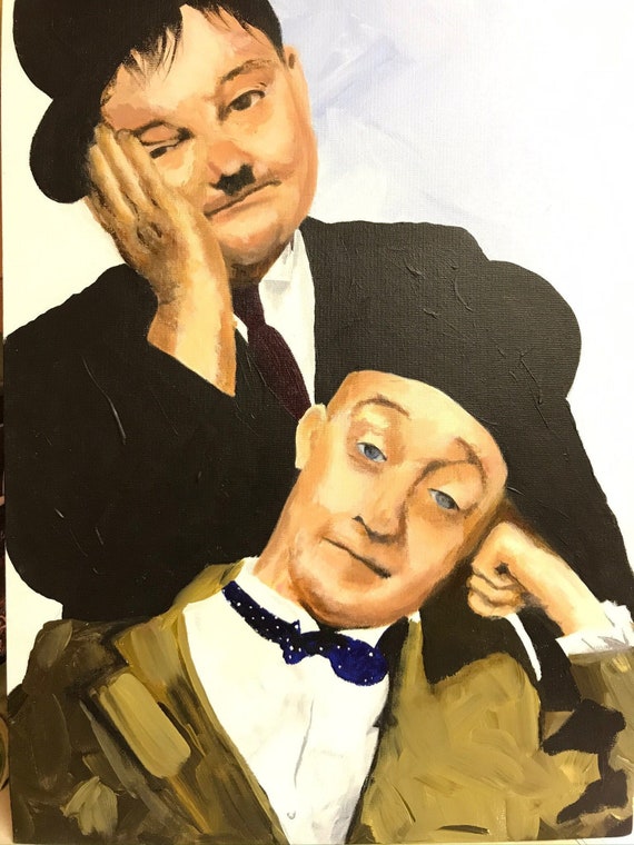 Figurative Art Print. Laurel and Hardy Art Print Gift + Free personalised Gift Card
