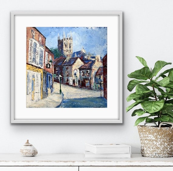 Lincoln Art Print. Lincoln, England. The Strait, Lincoln UK + Free personalised Gift Card