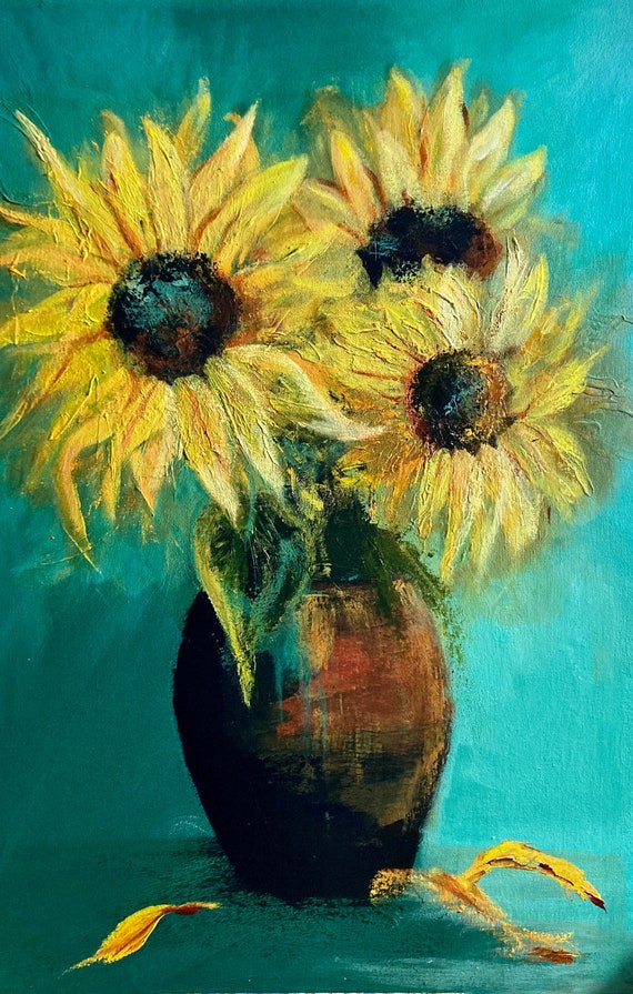 Flower Art Print. Sunflowers art print, gift + Free personalised Gift Card