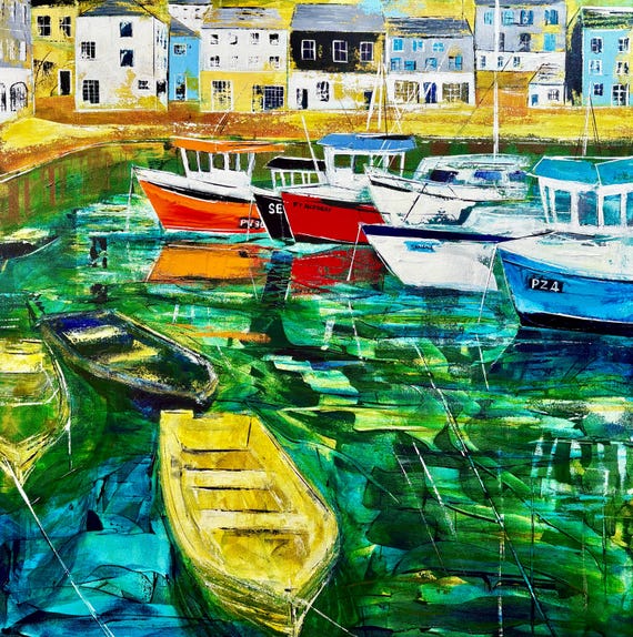 Puerto de Luarca Print | Spanish Harbour Wall Art | Northern Spain Coastal Art | Fine Art Giclée Print | YellowBelly Art