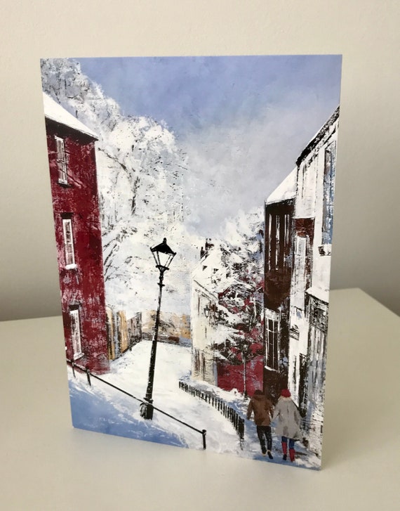 Lincoln Gift Card, Steep Hill, Lincoln In winter Blank Greeting Card