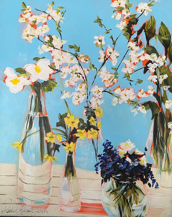 Flower Art Print, Spring + Free personalised Gift Card. Mother’s Day