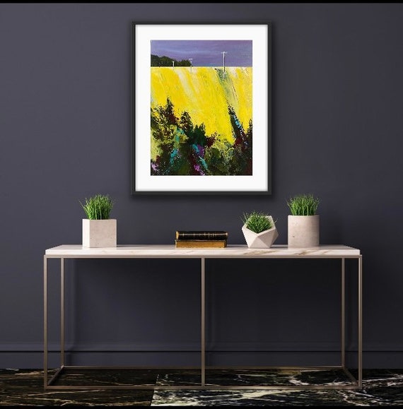 Landscape Art Print Rapeseed Oil fields Lincolnshire Print. Art gift + Free personalised Gift Card