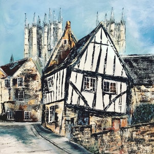 Lincoln Art Print. Lincoln, Anglia. Michaelgate, wydruk Lincoln + Darmowa spersonalizowana karta podarunkowa