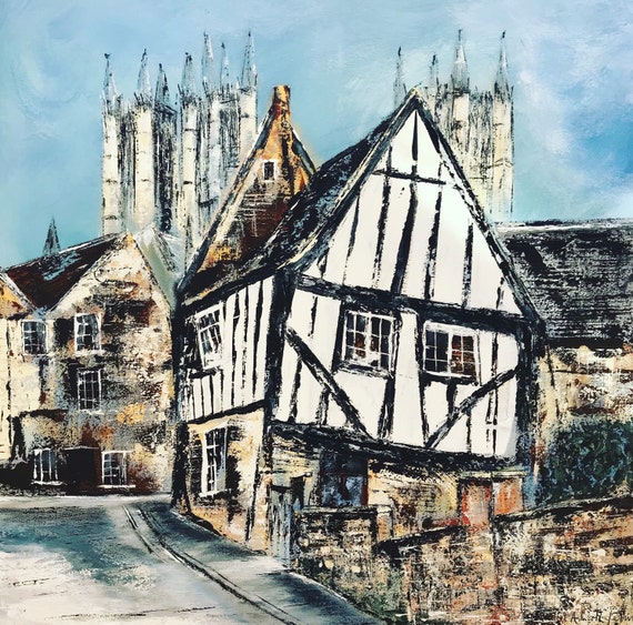 Lincoln Art. Lincoln, England. Michaelgate, Lincoln print + Free personalised Gift Card