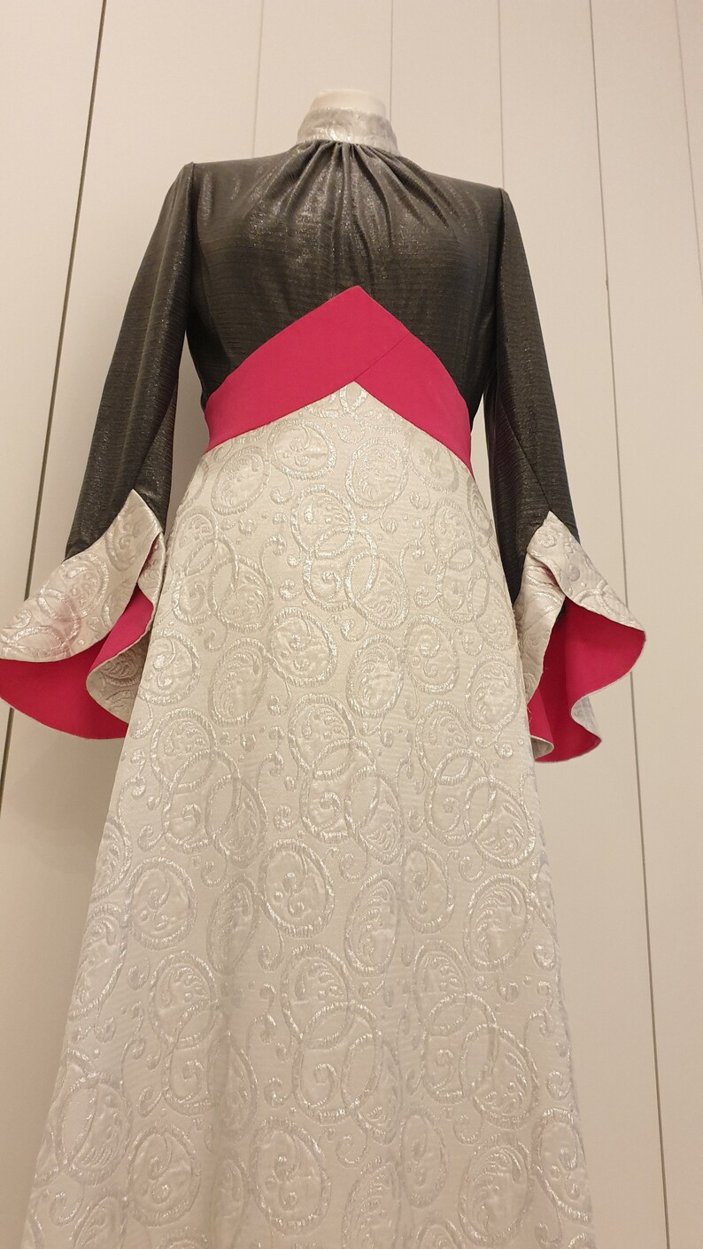 70's Maxi Dress in Brocade Fabric by Stuart Harrogate Etsy