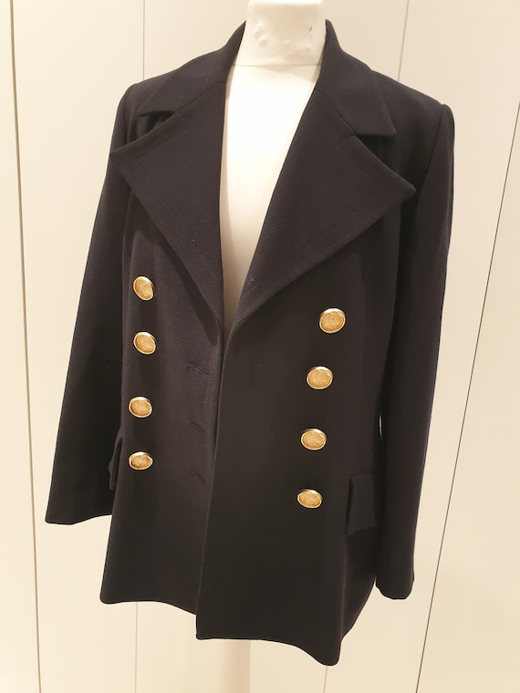 80's blazer suit  by RENE RACHEL made in France. Navy blue .