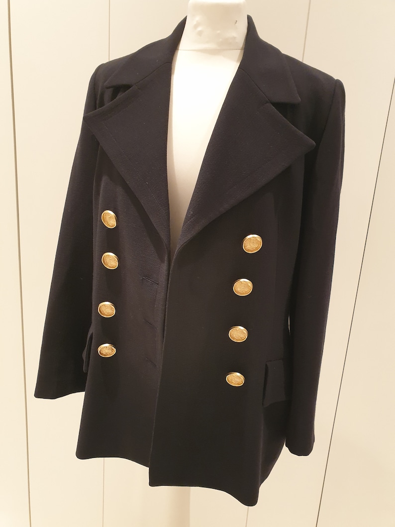 80's blazer suit by RENE RACHEL made in France. Navy blue . image 1
