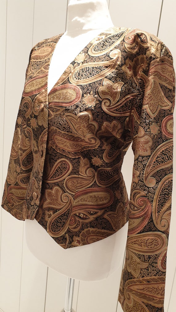 80's 70's  jacket in pure Thai silk. - image 3