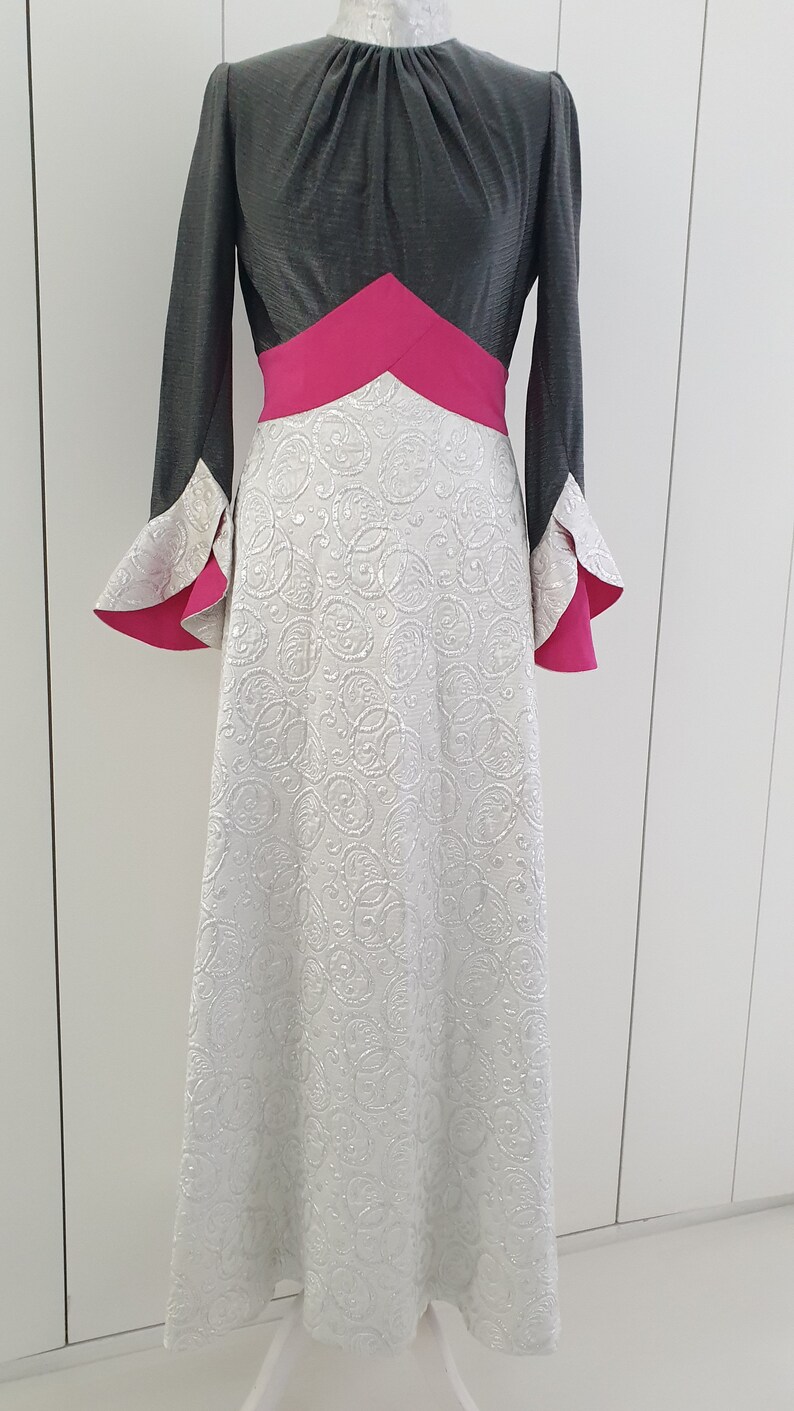 70's Maxi Dress in Brocade Fabric by Stuart Harrogate Etsy