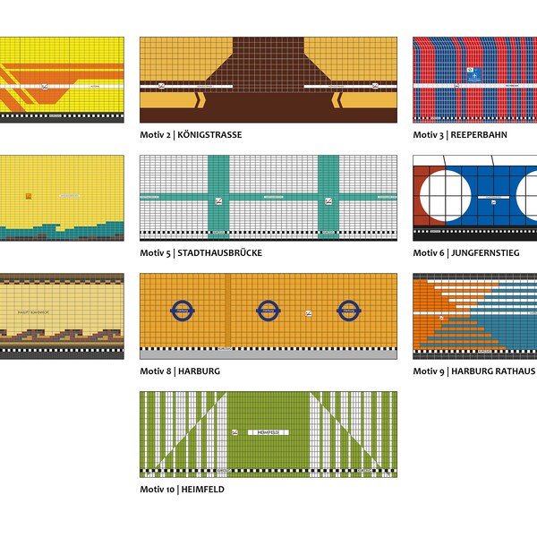 KUNSTDRUCK Hamburger S-Bahn-Stationen / Hintergleiswände