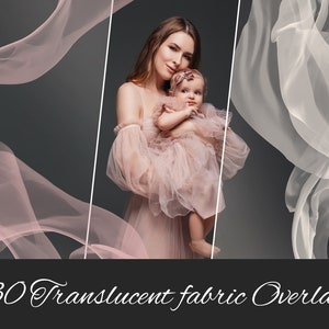 30 PNG Translucent Fabric Photo Overlays: White Curtains, Maternity Wedding, Baby Pregnancy, Tulle, Wall Decor - Photoshop Compatible
