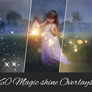 60 Shine and Sparkle Effects Overlays, jpg: Silver and Golden Glitter, Light Effects, Sparkle Dust