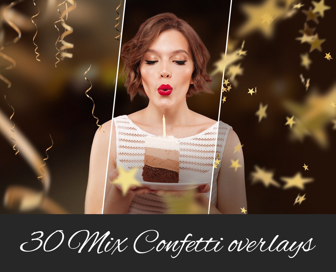 30 Mix confetti Photo Overlays Gold glitter confetti Etsy