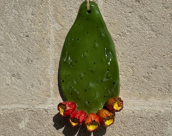 Pelle à figue de Barbarie en céramique Fabriquée en Italie faite et peinte à la main 100% artisanale idée cadeau Pelle à figue de Barbarie verte avec fruits